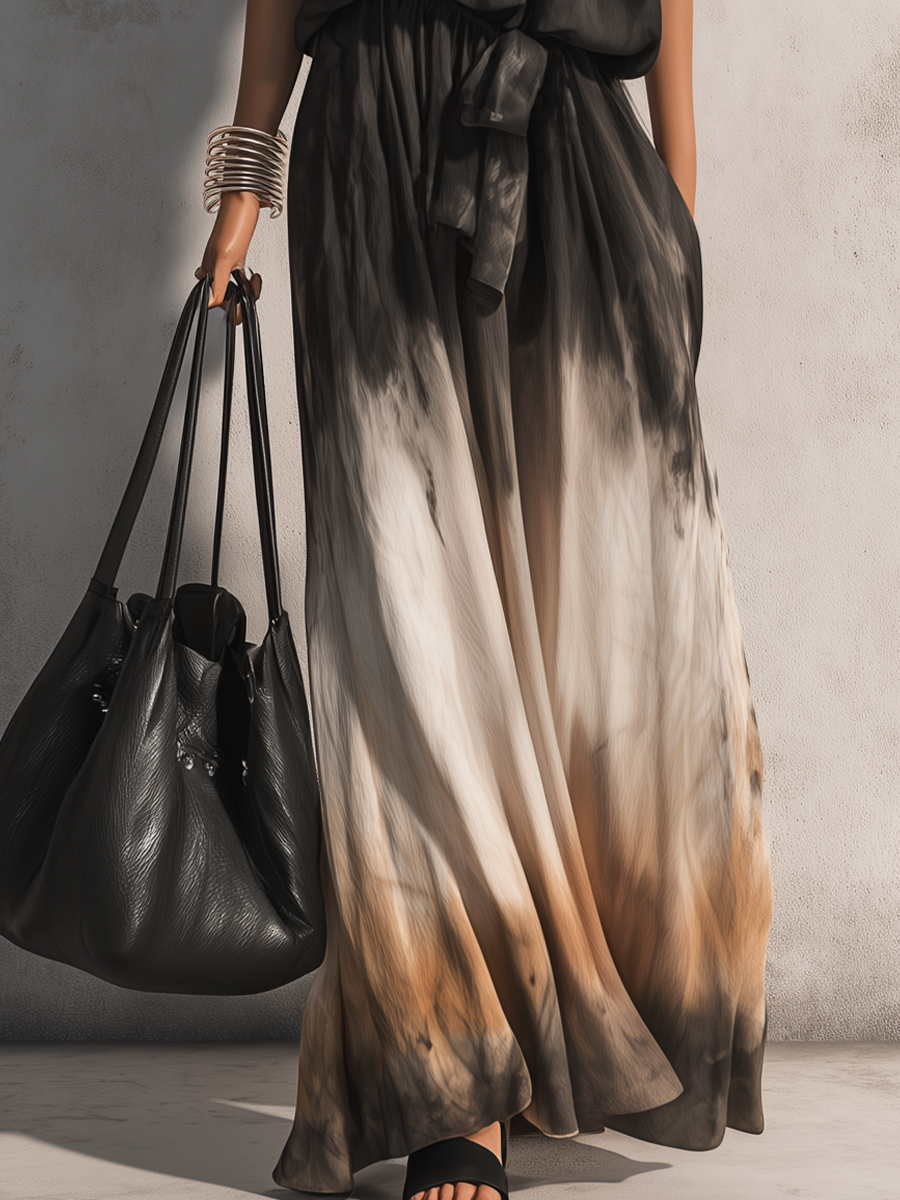 Dramatic Ombre Cami Tie-Waist Wide-Leg Maxi Dress