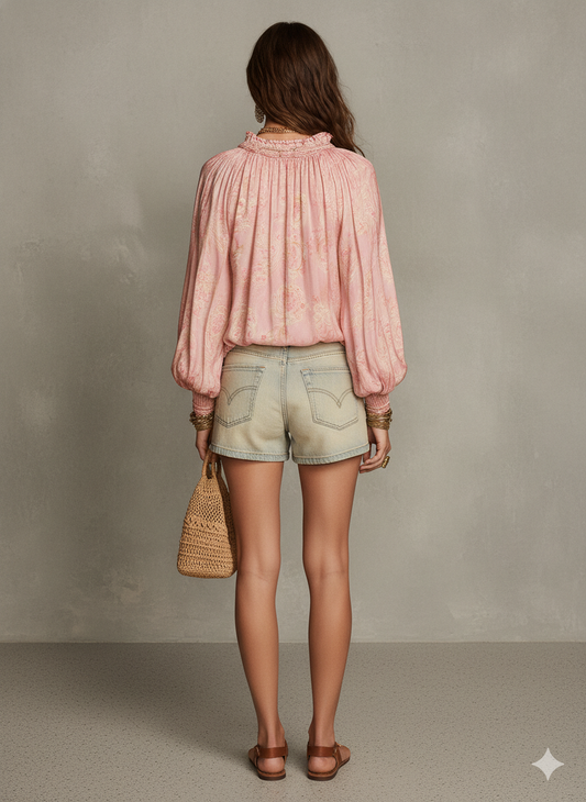 Chic Blush Paisley Bohemian Blouse