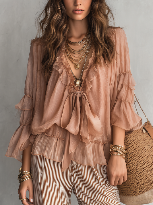 Romantic Ruffle Chiffon Blouse